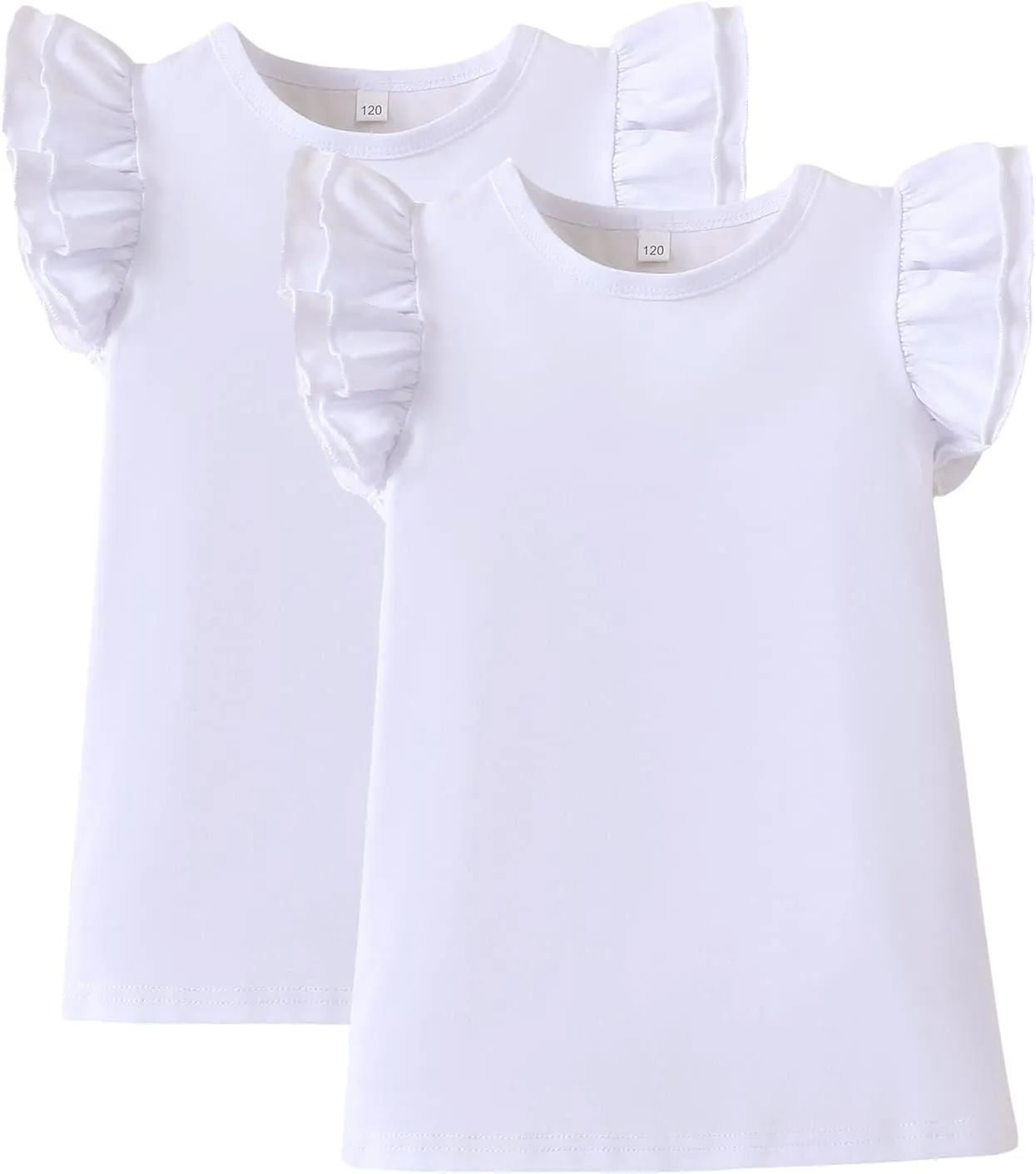 2-6t Toddler Girl Ruffle Shirts Puff Sleeve Shirt Girls Shirts Solid Color Cotton Blouse
