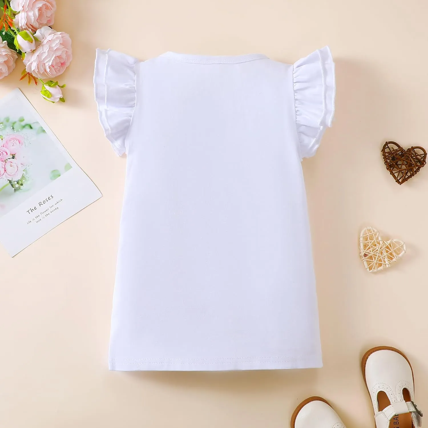 2-6t Toddler Girl Ruffle Shirts Puff Sleeve Shirt Girls Shirts Solid Color Cotton Blouse