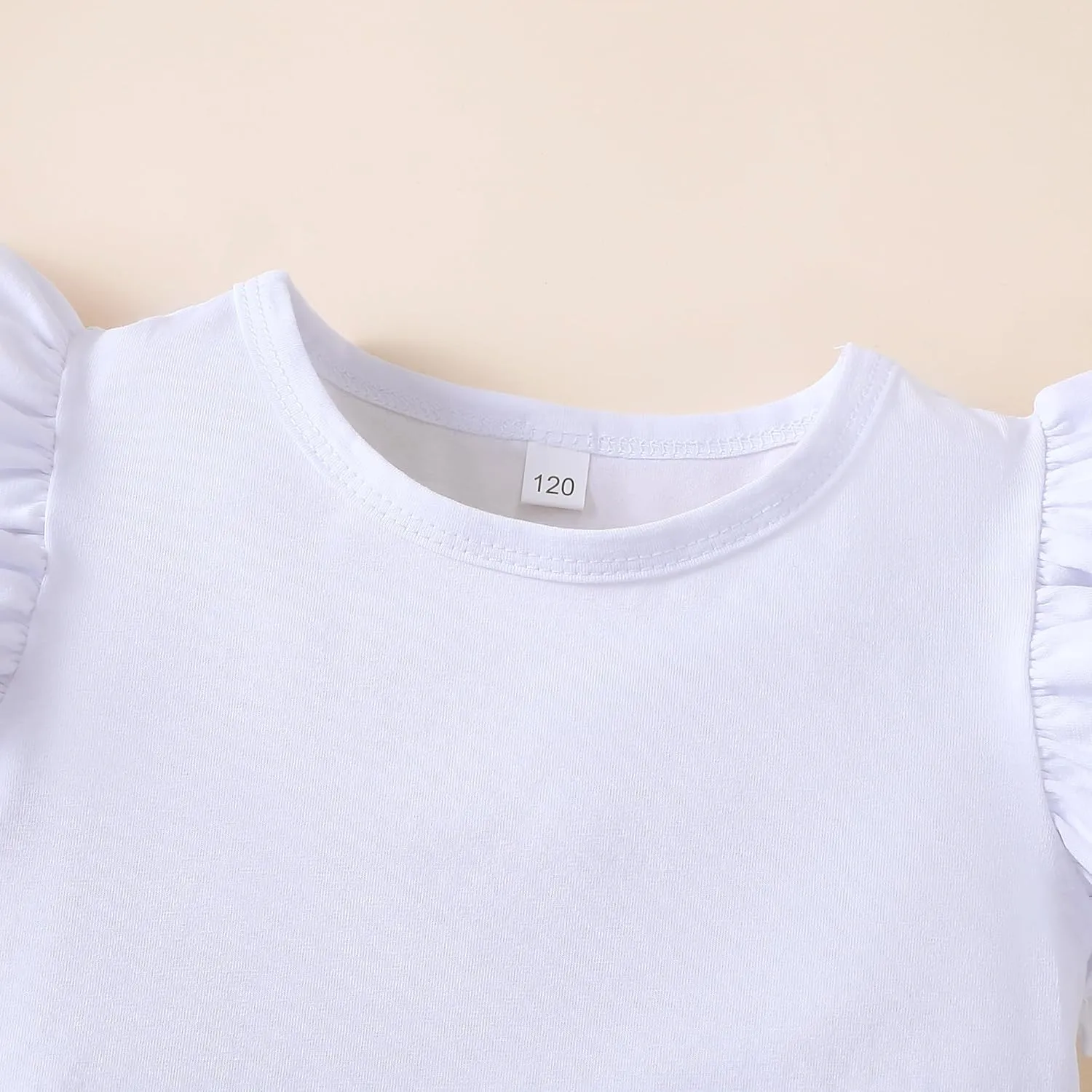 2-6t Toddler Girl Ruffle Shirts Puff Sleeve Shirt Girls Shirts Solid Color Cotton Blouse