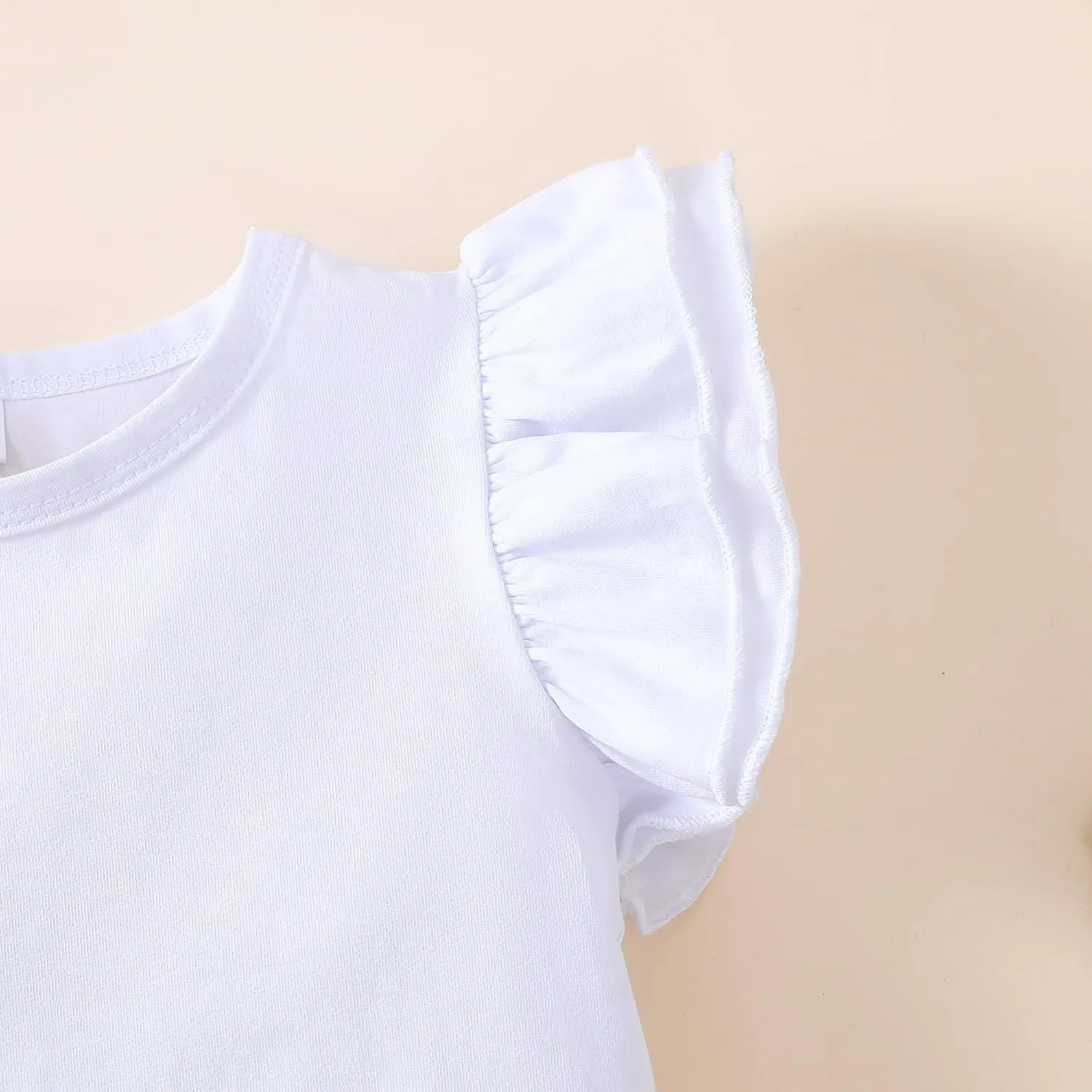 2-6t Toddler Girl Ruffle Shirts Puff Sleeve Shirt Girls Shirts Solid Color Cotton Blouse