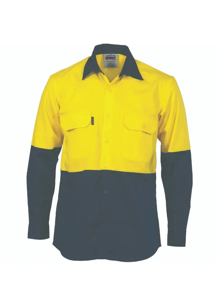 DNC Hi Vis 2 Tone Cotton Drill L/S Shirt