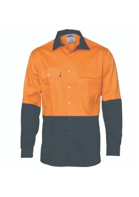 DNC Hi Vis 2 Tone Cotton Drill L/S Shirt