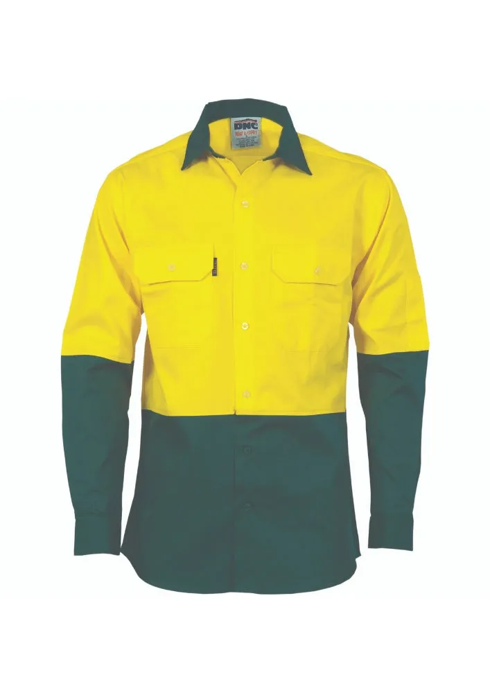 DNC Hi Vis 2 Tone Cotton Drill L/S Shirt