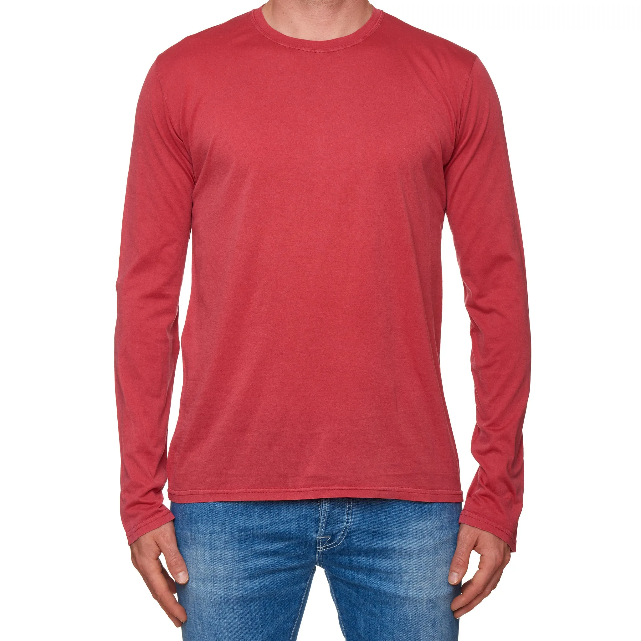 FEDELI "Gary" Coral Cotton Superlight Frosted Long Sleeve T-Shirt EU 50 NEW US M