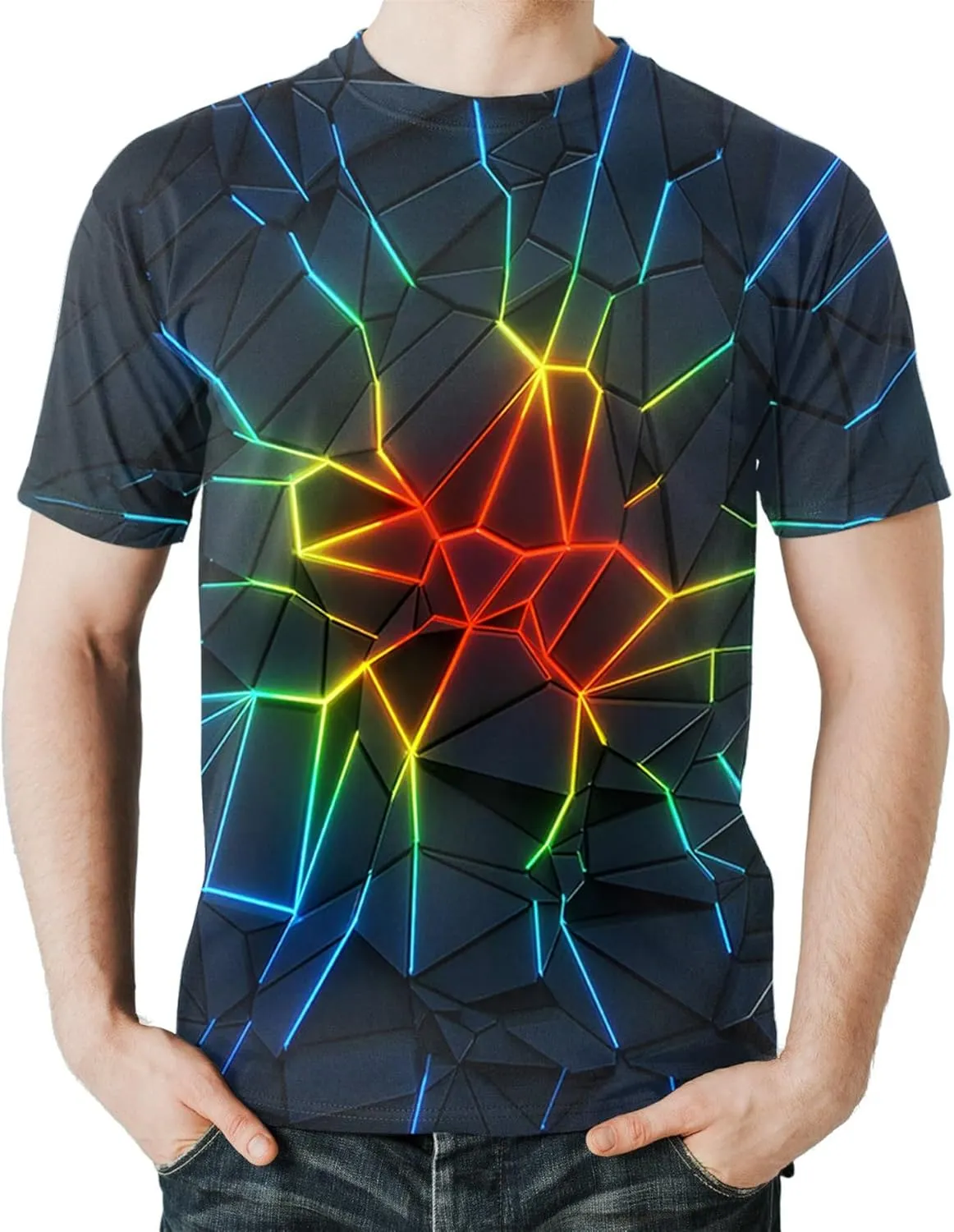 Linnhoy Men's Women's Shirts Unisex 3D Graphic Print Fashion T-Shirts for Adults Teens Novelty Casual Tee Tops Size S-XXL