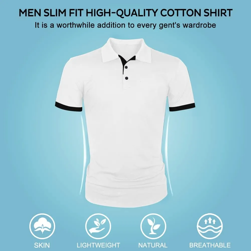 LOGEEYAR Men Polo Shirt Slim Fit Short Sleeve Cotton Golf Shirt Solid Performance Casual T-Shirts