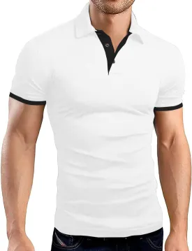 LOGEEYAR Men Polo Shirt Slim Fit Short Sleeve Cotton Golf Shirt Solid Performance Casual T-Shirts