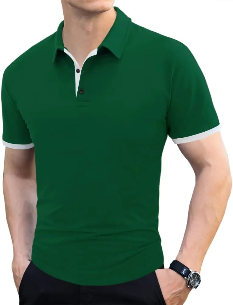 LOGEEYAR Men Polo Shirt Slim Fit Short Sleeve Cotton Golf Shirt Solid Performance Casual T-Shirts