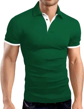 LOGEEYAR Men Polo Shirt Slim Fit Short Sleeve Cotton Golf Shirt Solid Performance Casual T-Shirts