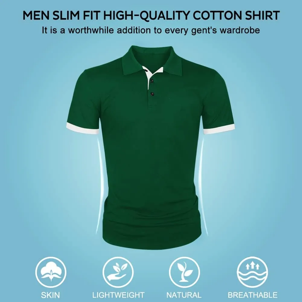 LOGEEYAR Men Polo Shirt Slim Fit Short Sleeve Cotton Golf Shirt Solid Performance Casual T-Shirts