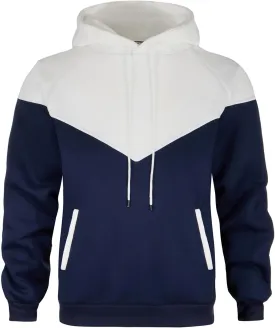 Mens Hoodies Patchwork Pullover Fleece Color Block Long Sleeve Sweatshirts Casual Tops with Pocket