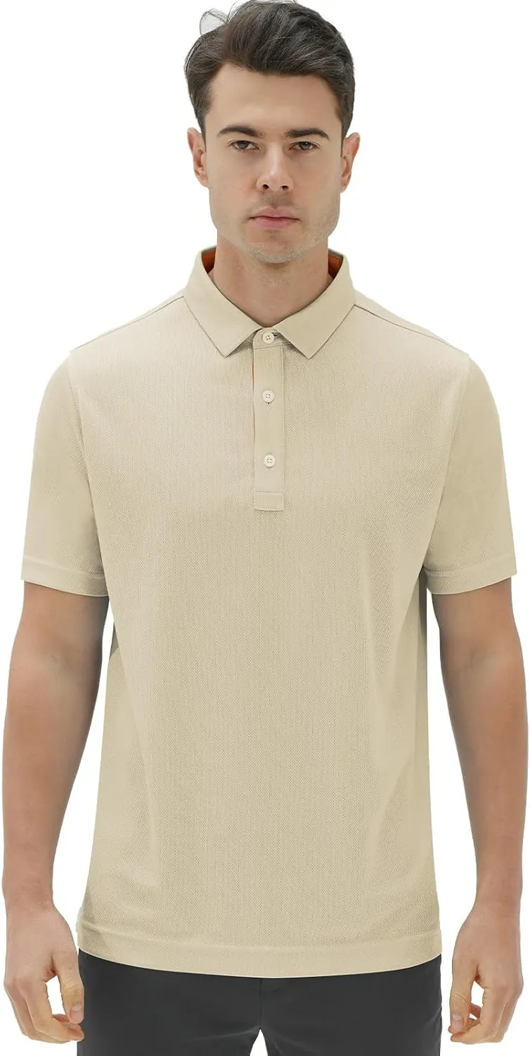 Mens Polo Shirts Performance Moisture Wicking Mens Golf Shirt Solid Color Short Sleeve Breathable Golf Shirts