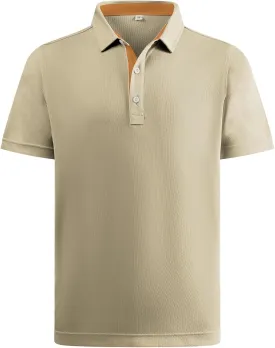Mens Polo Shirts Performance Moisture Wicking Mens Golf Shirt Solid Color Short Sleeve Breathable Golf Shirts