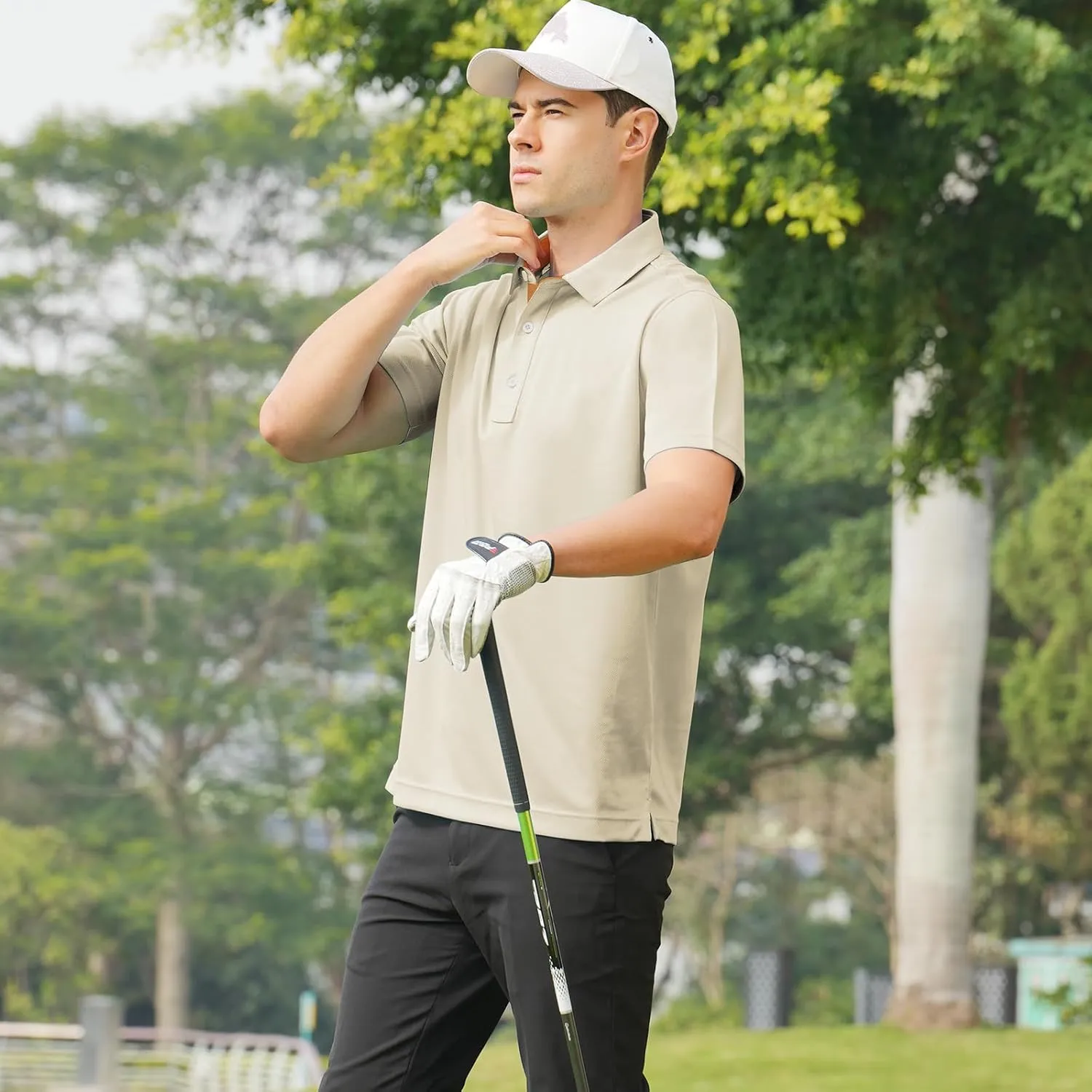 Mens Polo Shirts Performance Moisture Wicking Mens Golf Shirt Solid Color Short Sleeve Breathable Golf Shirts