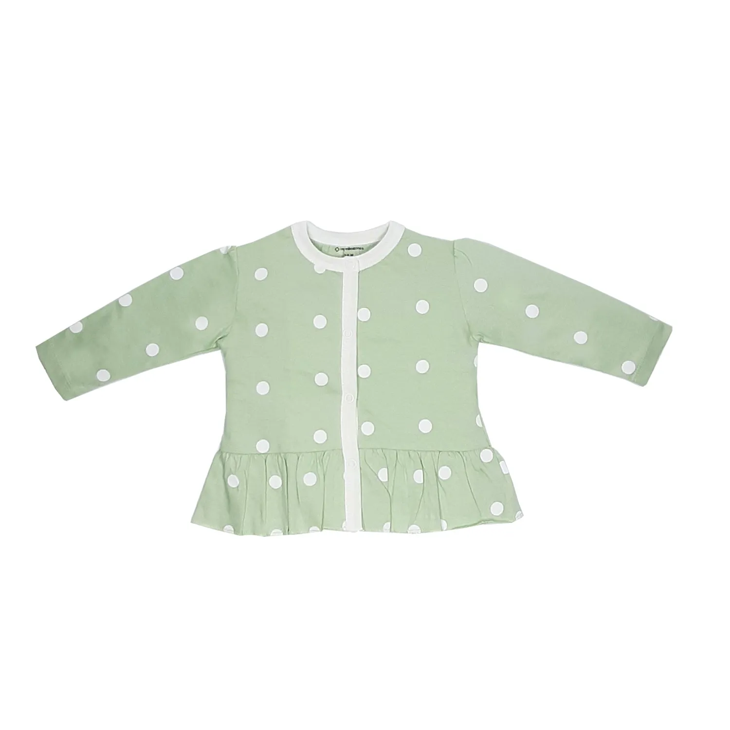 My Milestones T-shirt Full Sleeves Girls Sage Green Polka/ Yellow Lemon - 2 Pc Pack