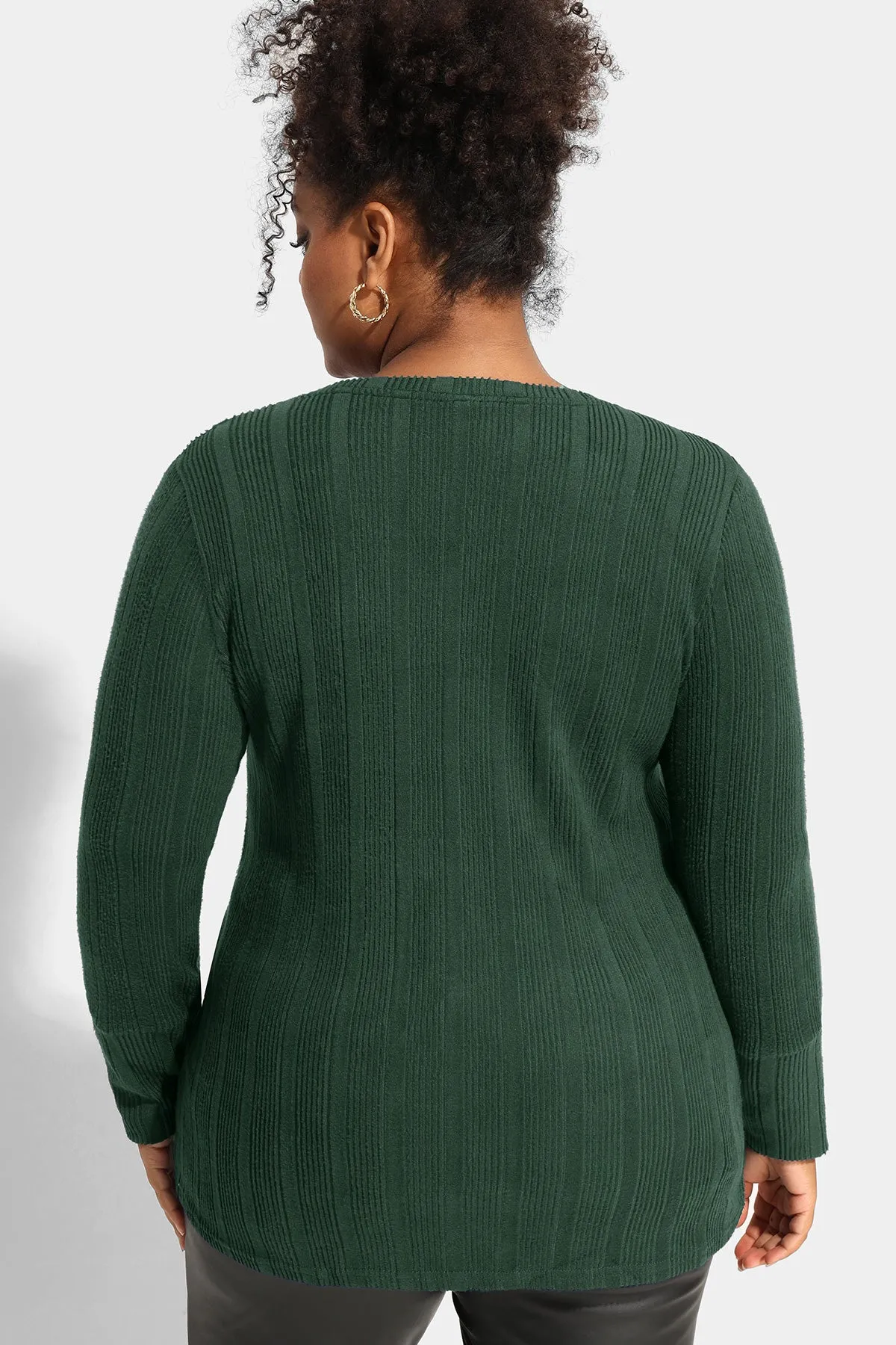 Plain Texture Button Detail Long Sleeve Shirt