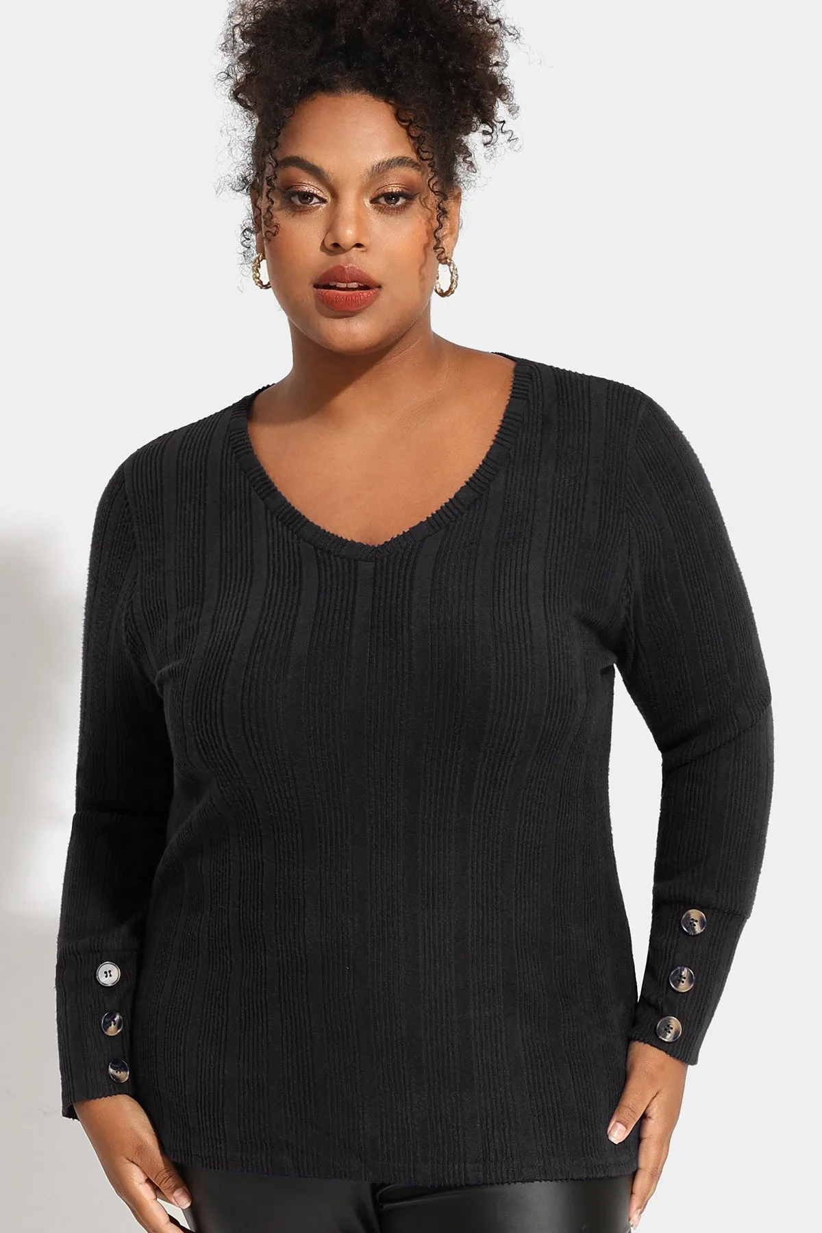 Plain Texture Button Detail Long Sleeve Shirt