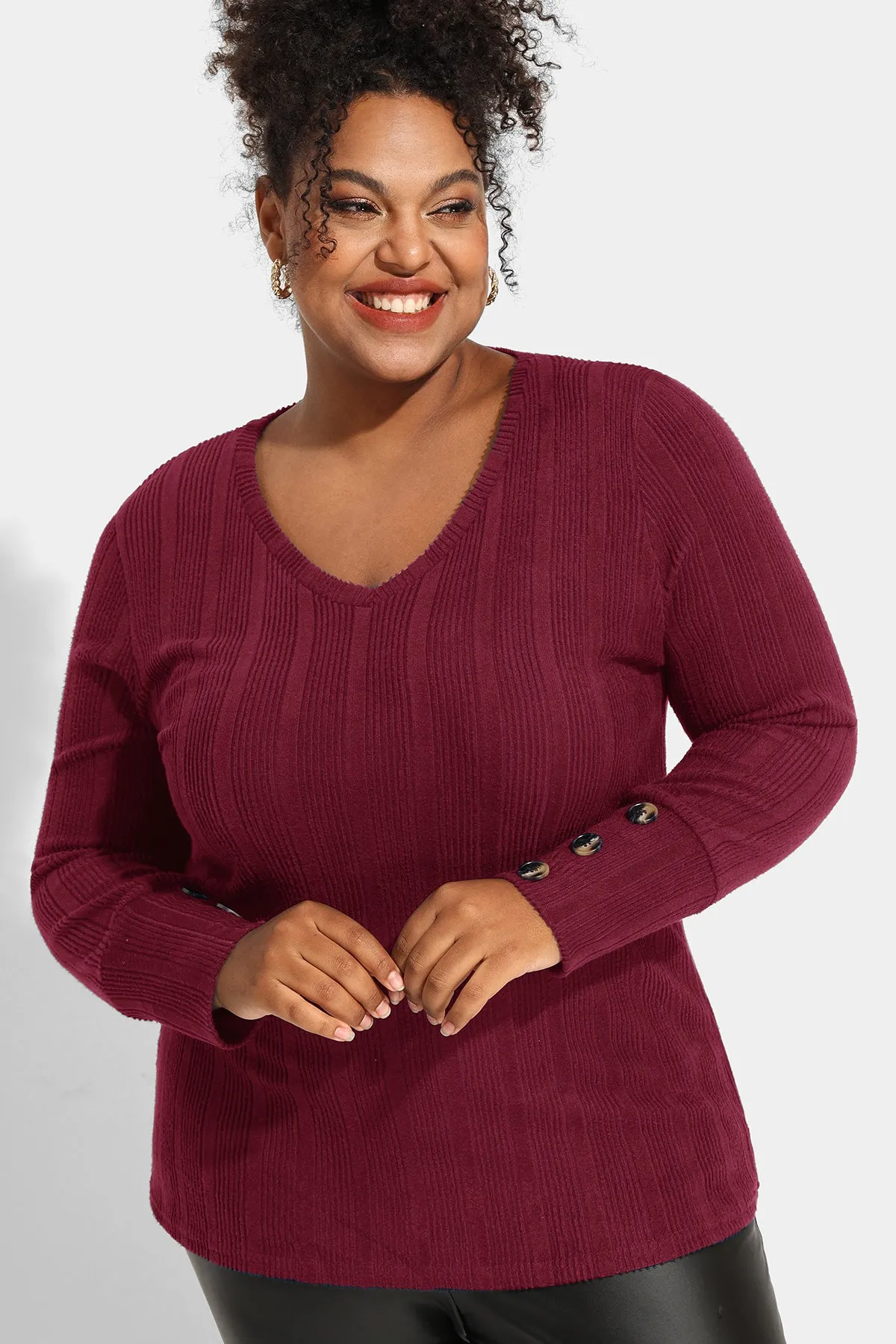 Plain Texture Button Detail Long Sleeve Shirt