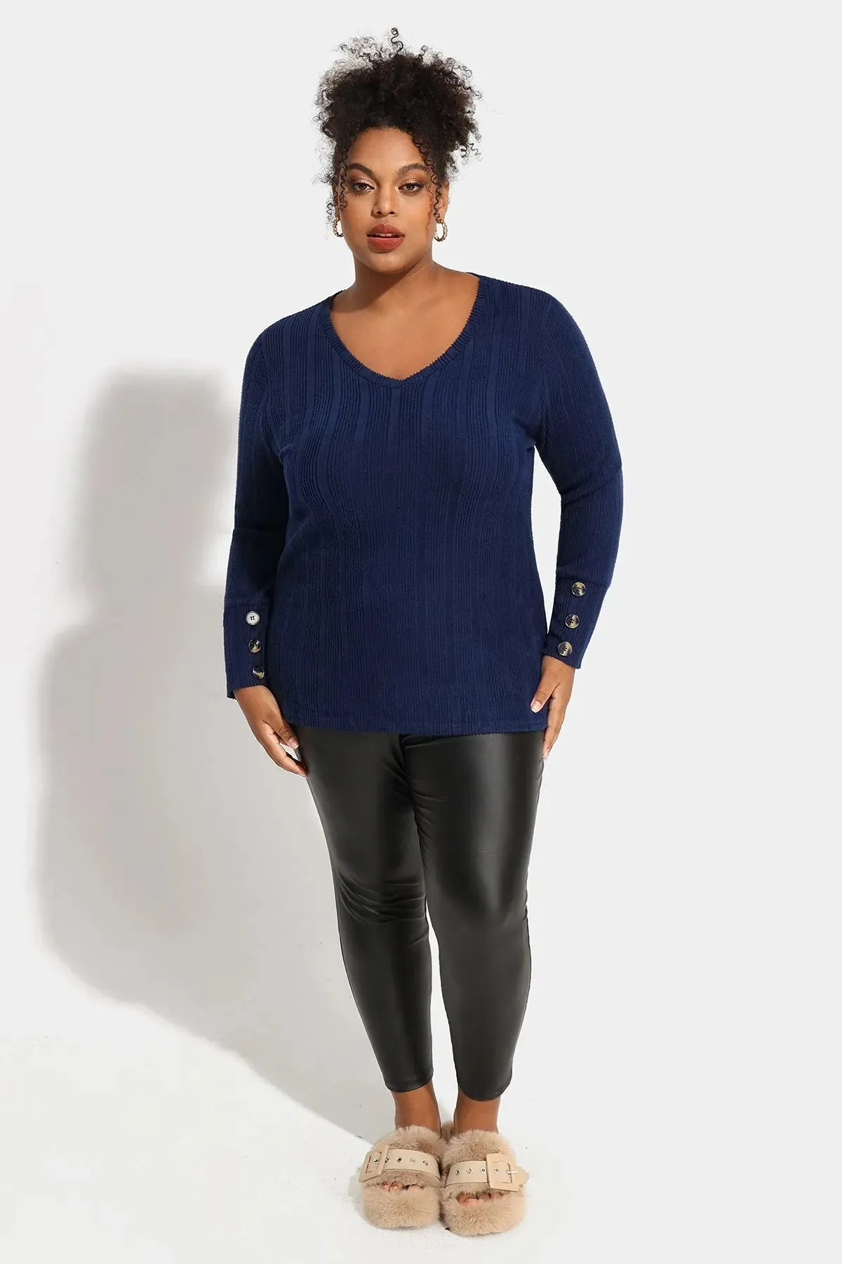 Plain Texture Button Detail Long Sleeve Shirt