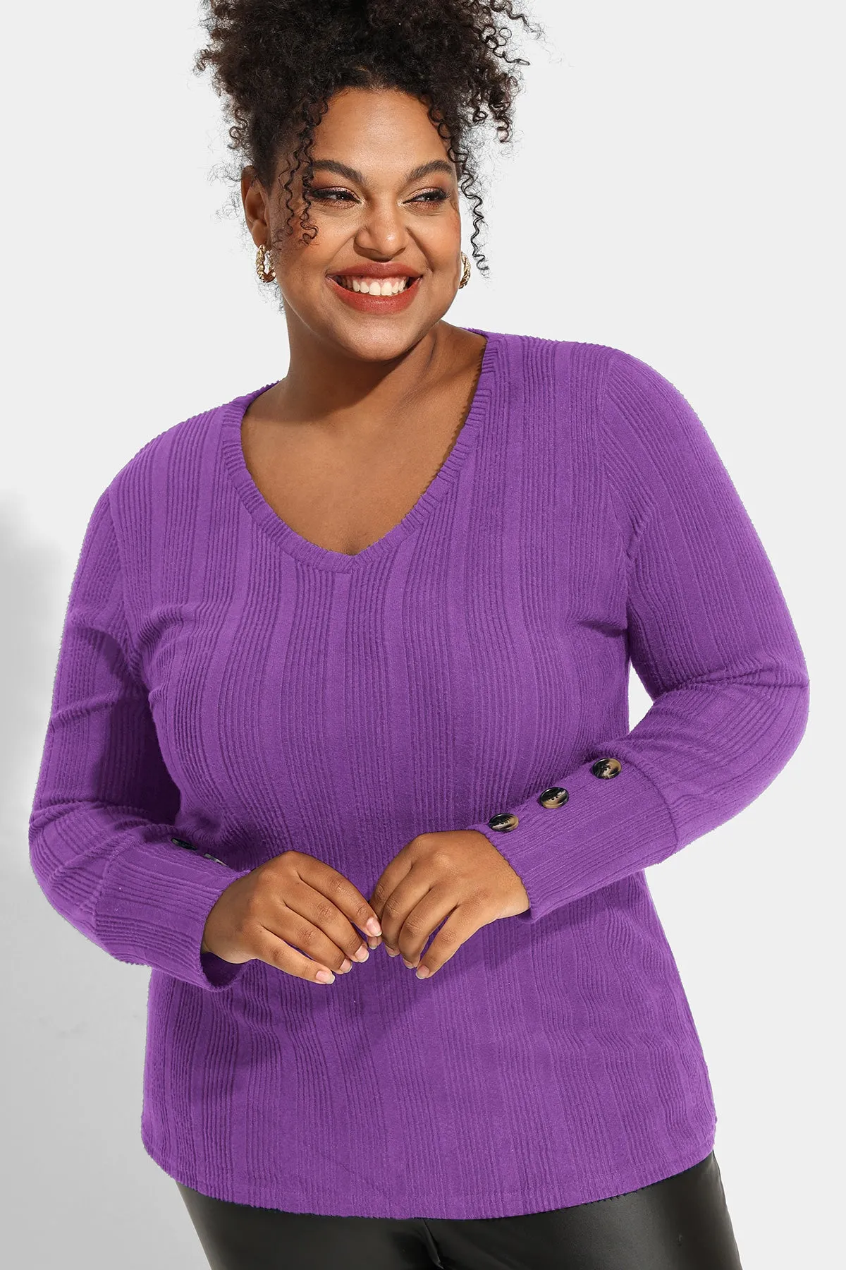 Plain Texture Button Detail Long Sleeve Shirt