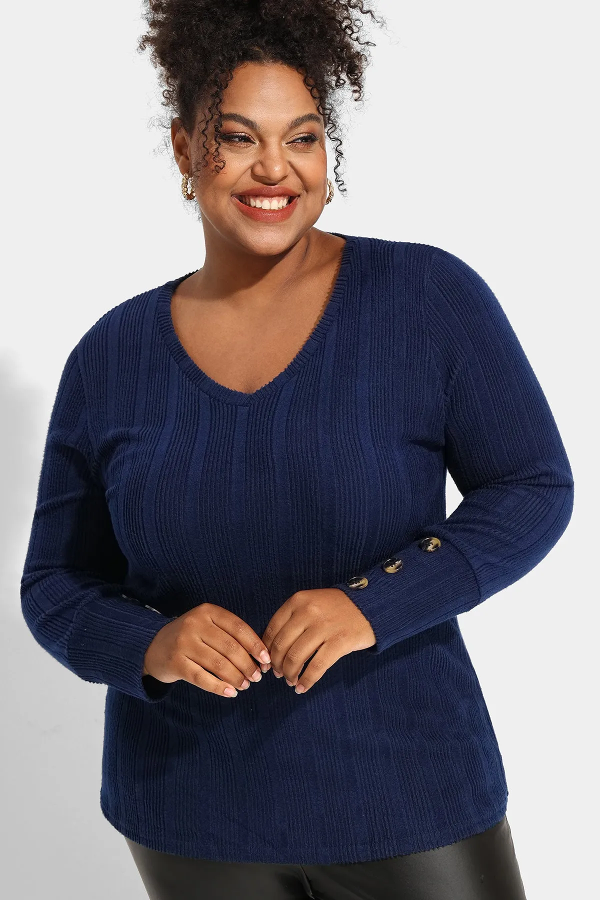 Plain Texture Button Detail Long Sleeve Shirt