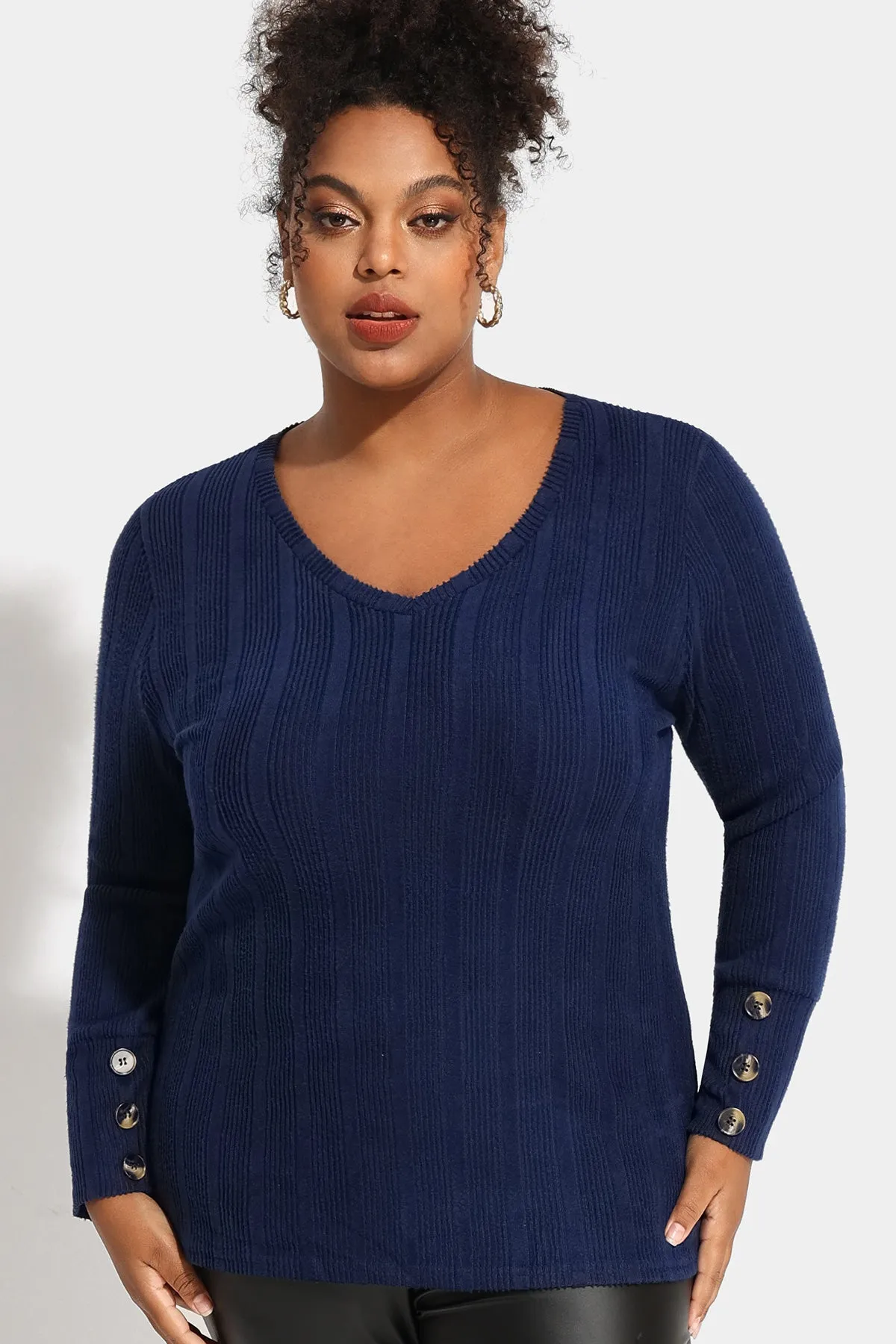 Plain Texture Button Detail Long Sleeve Shirt