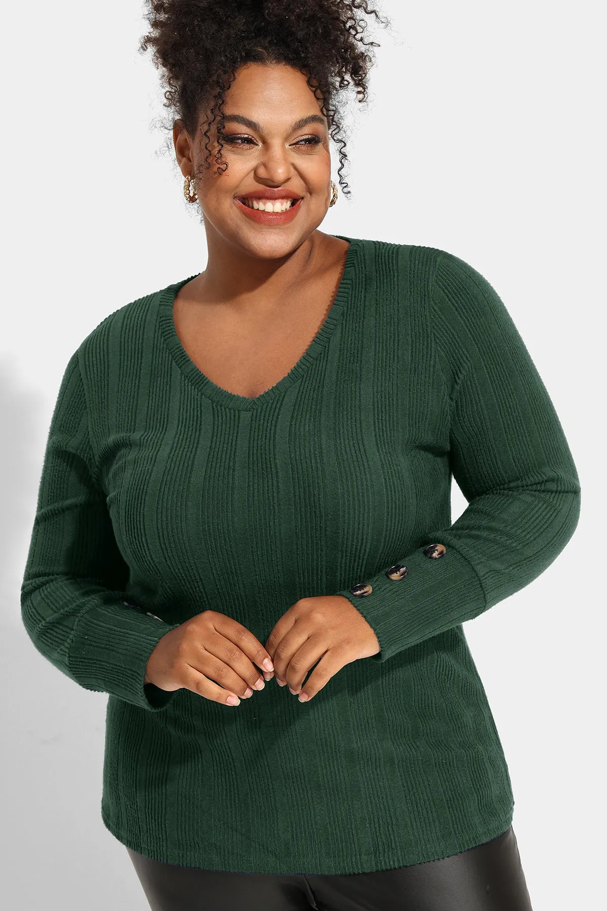 Plain Texture Button Detail Long Sleeve Shirt