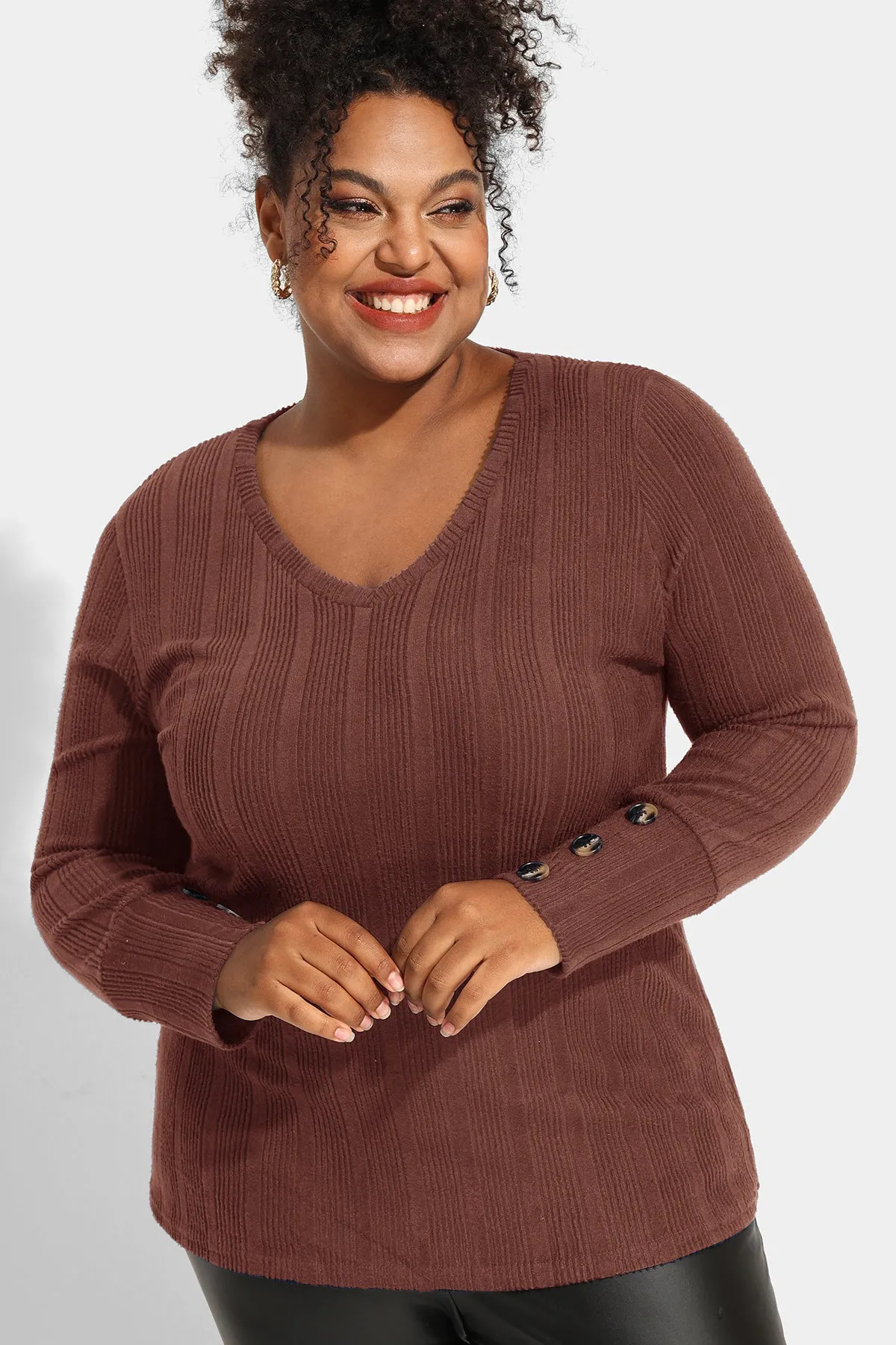 Plain Texture Button Detail Long Sleeve Shirt