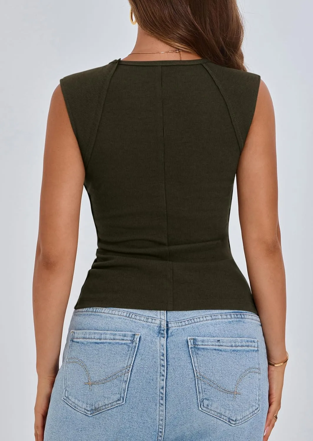 PRETTYGARDEN Women's Tank Tops 2025 Summer Casual Ribbed Cap Sleeve Slim Fitted Knit Basic Tee Shirts Trendy Fashion Clothes