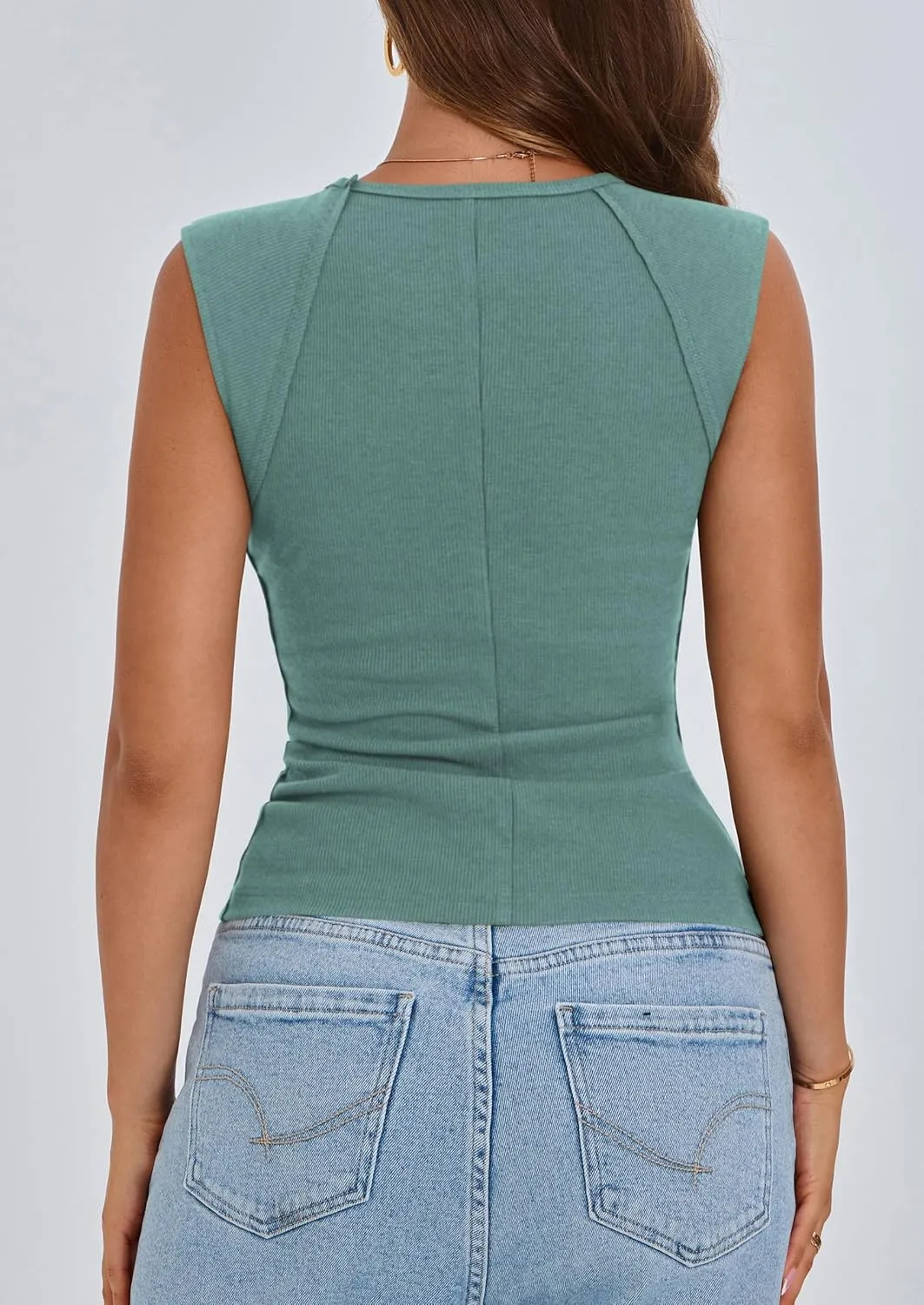PRETTYGARDEN Women's Tank Tops 2025 Summer Casual Ribbed Cap Sleeve Slim Fitted Knit Basic Tee Shirts Trendy Fashion Clothes