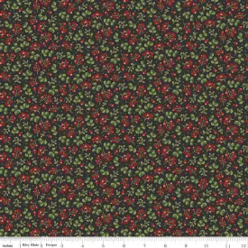 Yuletide Forest Berry Sprigs Charcoal Yardage by Katherine Lenius | Riley Blake Designs