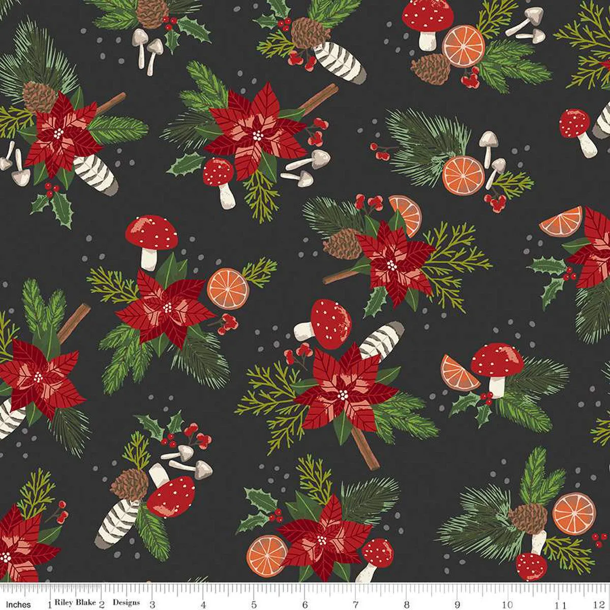 Yuletide Forest Main Charcoal Yardage by Katherine Lenius | Riley Blake Designs